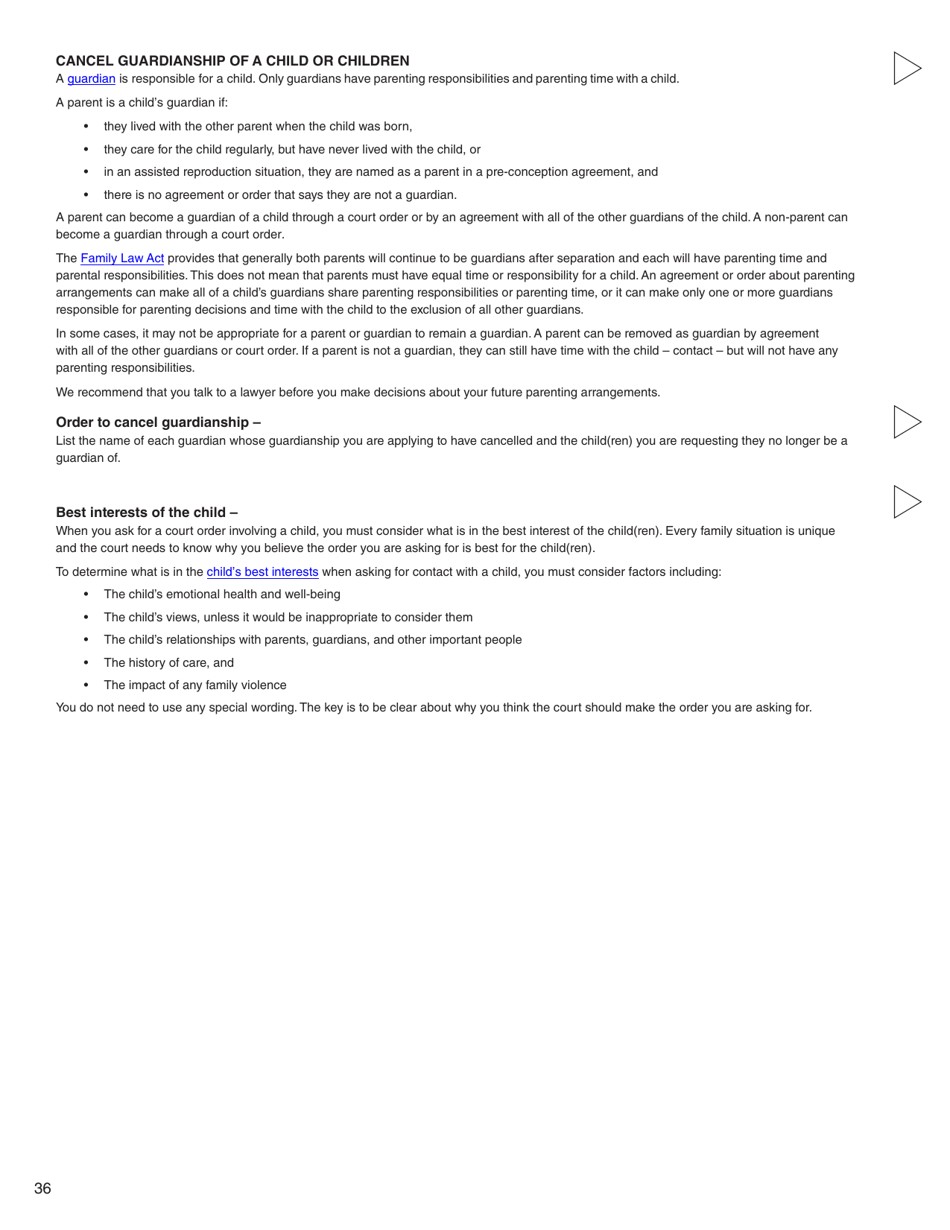 Form C (PFA712) Family Law Matter Claim - British Columbia, Canada, Page 36