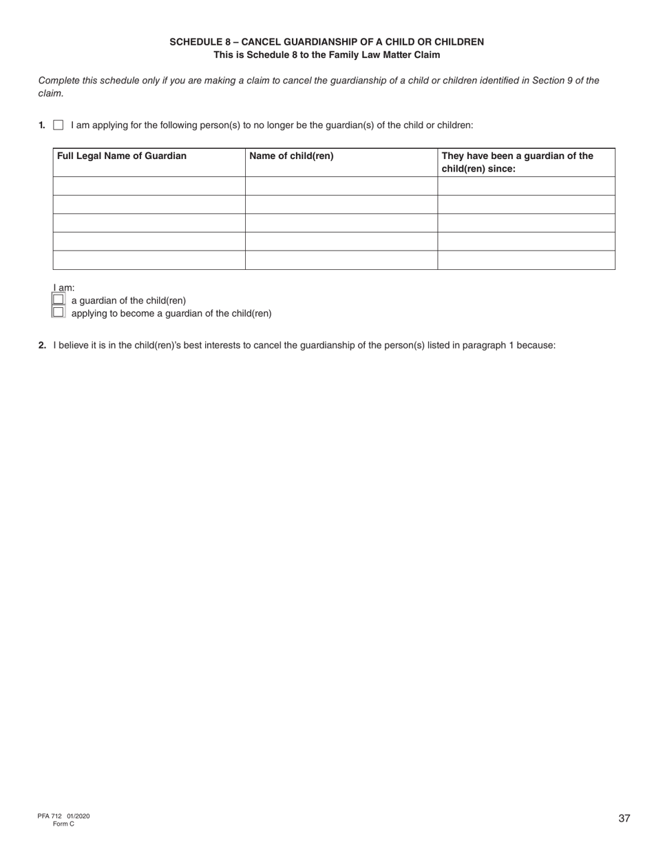 Form C (PFA712) Family Law Matter Claim - British Columbia, Canada, Page 37