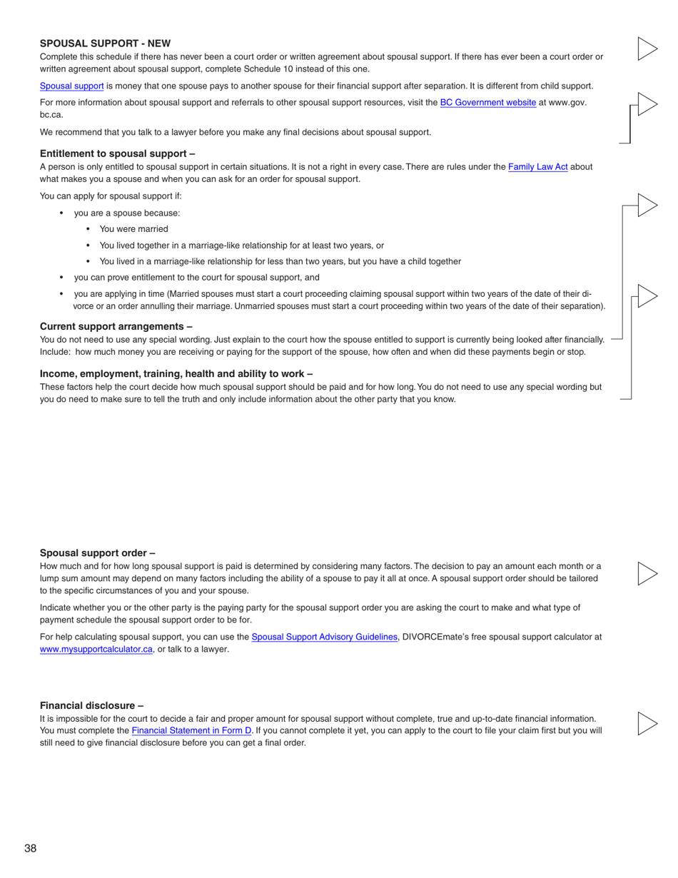 Form C (PFA712) Family Law Matter Claim - British Columbia, Canada, Page 38
