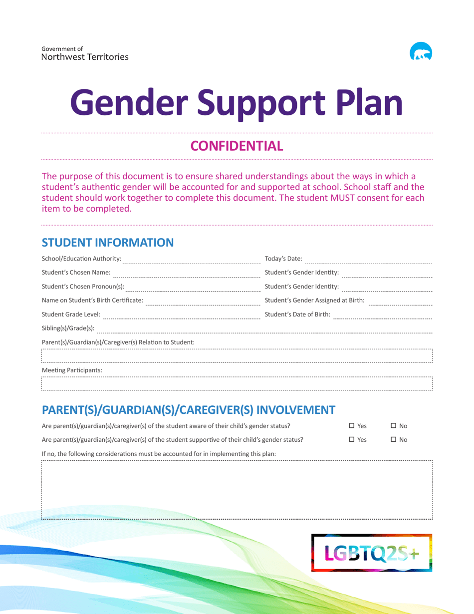 Gender Support Plan - Northwest Territories, Canada, Page 1