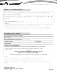 Northwest Territories Apprenticeship Application - Northwest Territories, Canada, Page 3