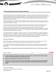 Northwest Territories Apprenticeship Application - Northwest Territories, Canada, Page 6