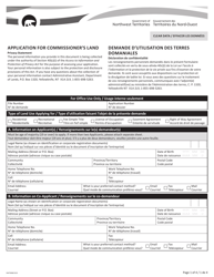 Form NWT9088 Application for Commissioner&#039;s Land - Northwest Territories, Canada (English/French)