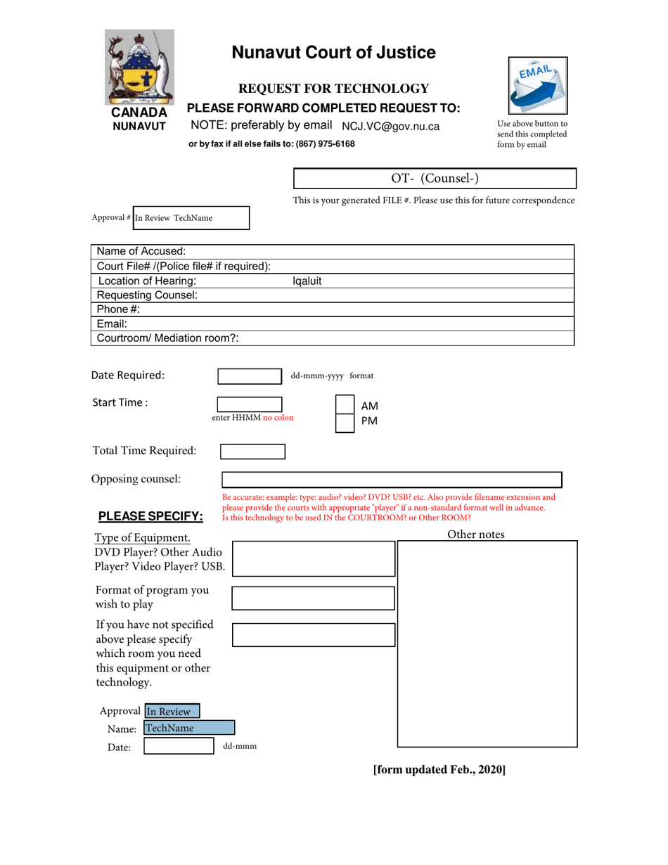 Request for Technology - Nunavut, Canada, Page 1