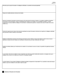 Forme F-0064-2 Formulaire De Demande D&#039;aide Financiere - Soutien Aux Projets D&#039;innovation En Intelligence Artificielle - Quebec, Canada (French), Page 3