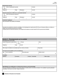 Forme F-0041 Conge Fiscal Pour Chercheurs Etrangers Demande De Certificat De Chercheur - Quebec, Canada (French), Page 2