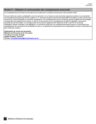 Forme F-0041 Conge Fiscal Pour Chercheurs Etrangers Demande De Certificat De Chercheur - Quebec, Canada (French), Page 5