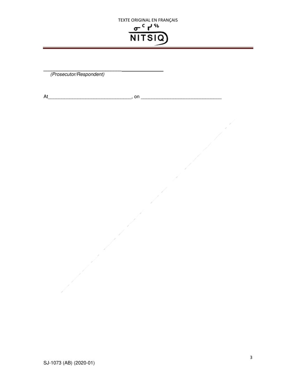 Form SJ-1073A Application for Consent to Participate in the Court of Quebec Addiction Treatment Program (Cqatp) - Nitsiq - Quebec, Canada, Page 3