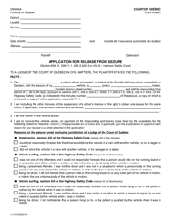 Form SJ-797A Application for Release From Seizure - Quebec, Canada, Page 3