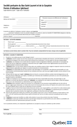 Document preview: Societe Portuaire Du BAS-Saint-Laurent Et De La Gaspesie Permis D'utilisateur (Pecheur) - Quebec, Canada (French)