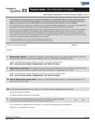 Forme V-3075 Annexe 1 &quot;Transport Adapte - Plan D'intervention En Transport - Volet Souple Du Programme D'aide Au Transport Adapte&quot; - Quebec, Canada (French)