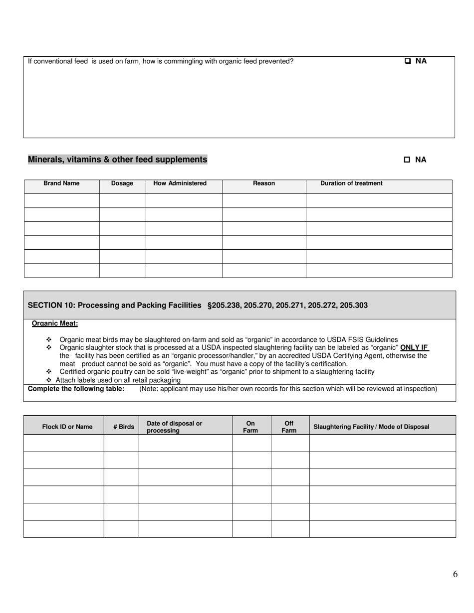 Poultry Organic System Plan - Renewal - New Hampshire, Page 6