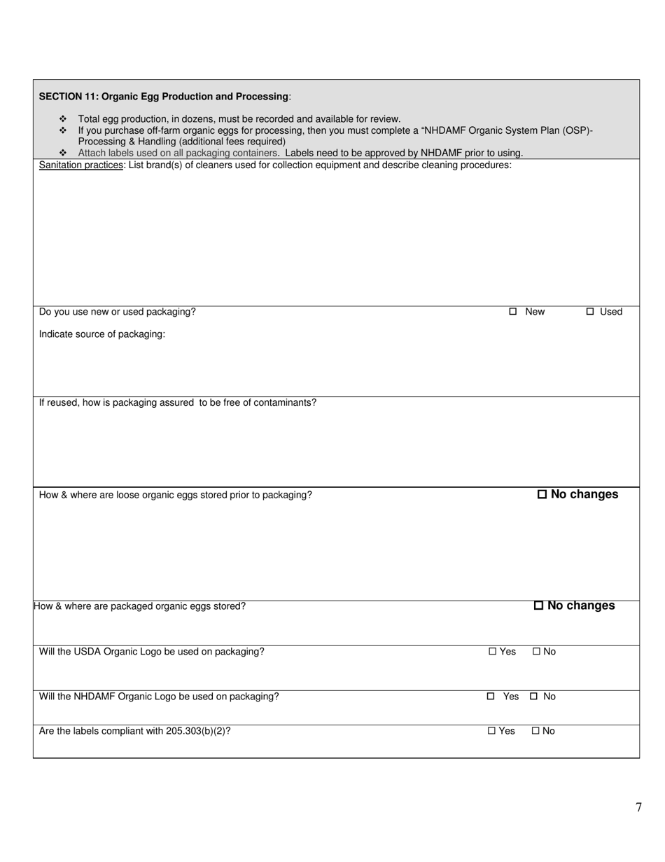 Poultry Organic System Plan - Renewal - New Hampshire, Page 7