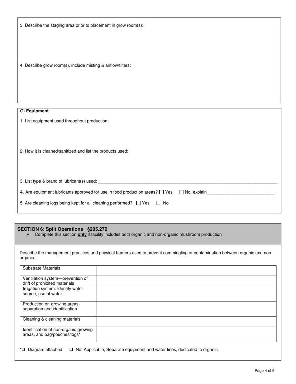Organic System Plan for Mushroom Production - New Hampshire, Page 4