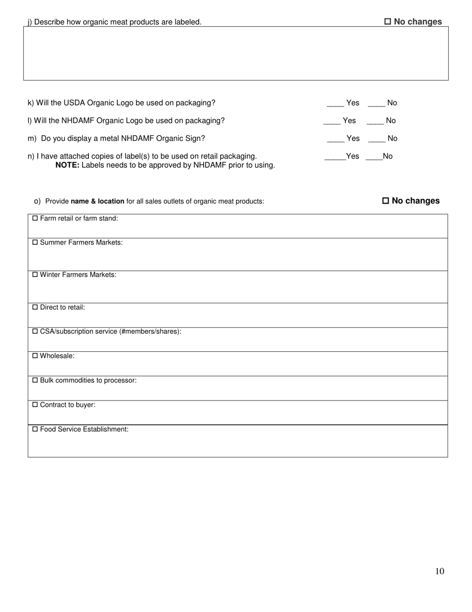 Livestock Organic System Plan - Renewal - New Hampshire, Page 10