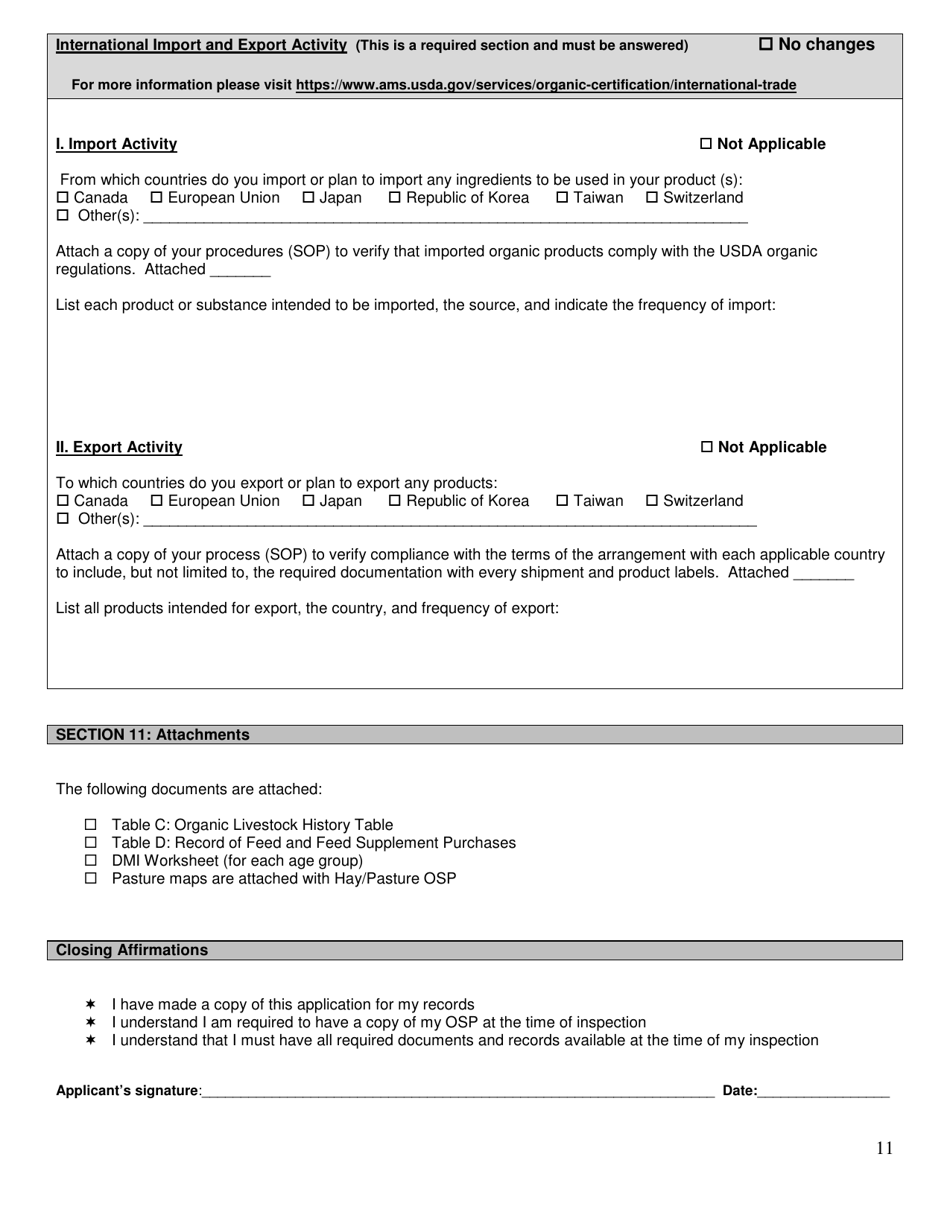 Livestock Organic System Plan - Renewal - New Hampshire, Page 11