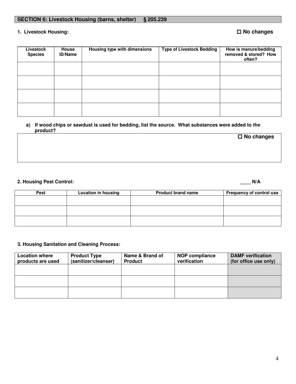 Livestock Organic System Plan - Renewal - New Hampshire, Page 4