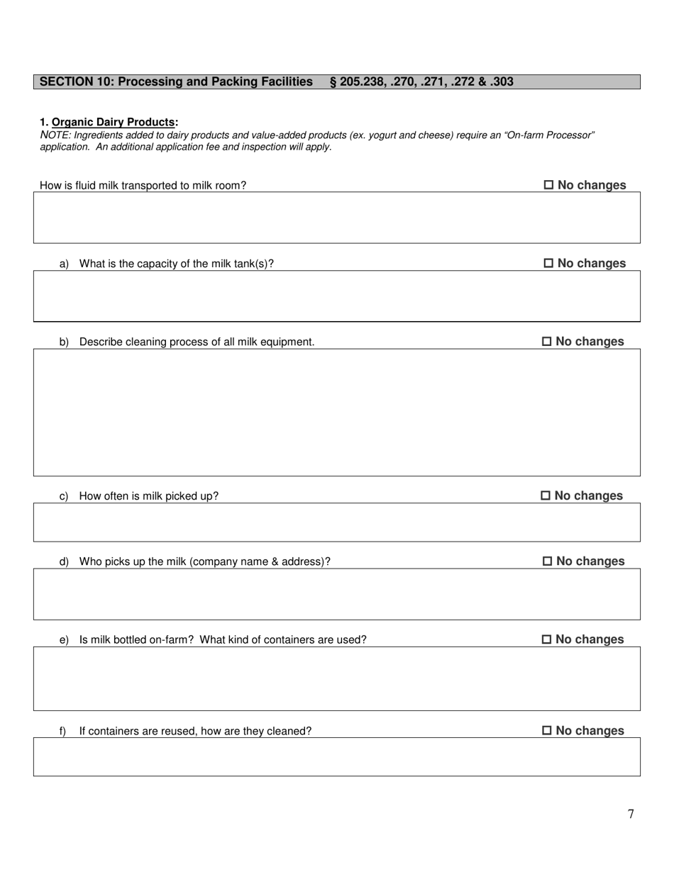 Livestock Organic System Plan - Renewal - New Hampshire, Page 7