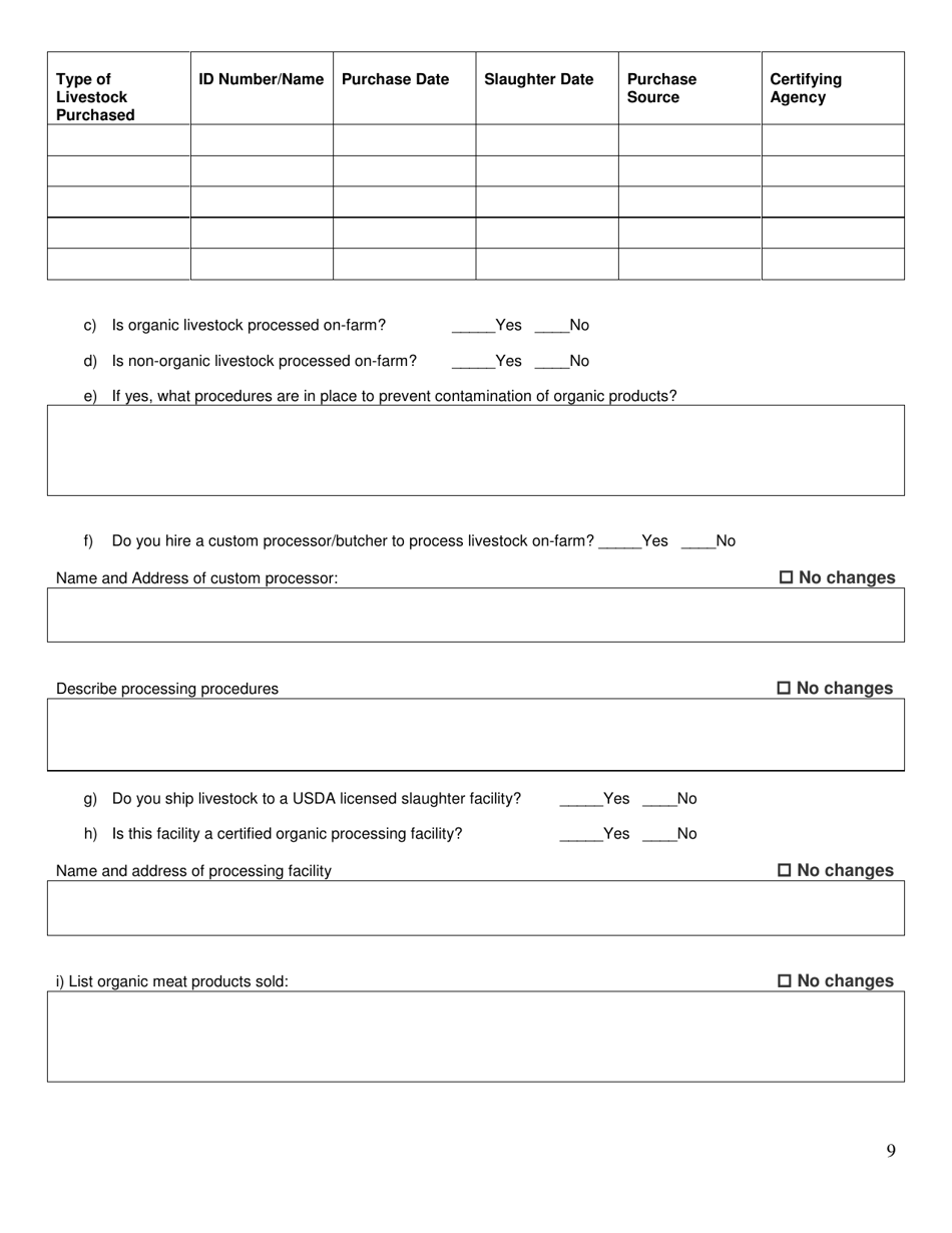 Livestock Organic System Plan - Renewal - New Hampshire, Page 9