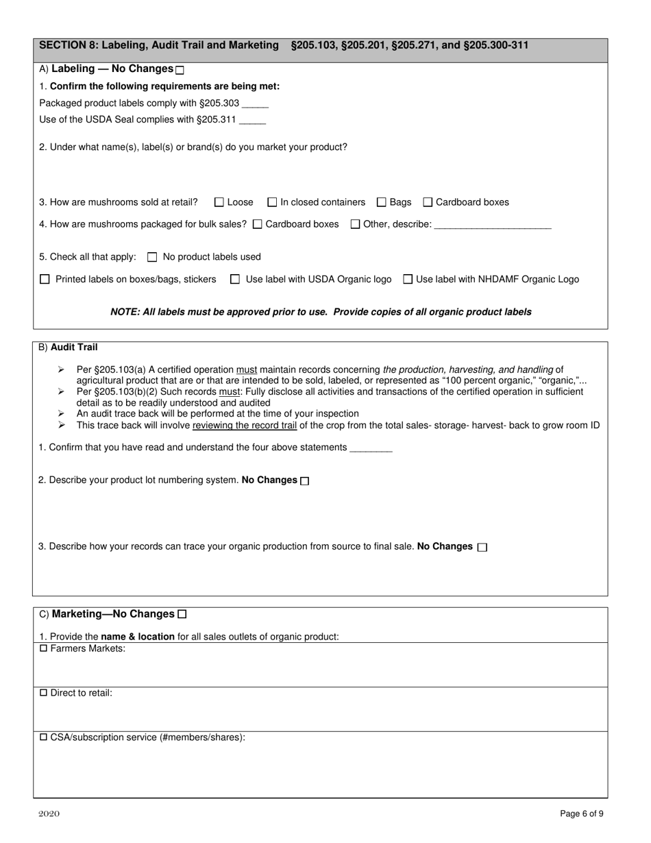 Mushroom Organic System Plan - Renewal - New Hampshire, Page 6