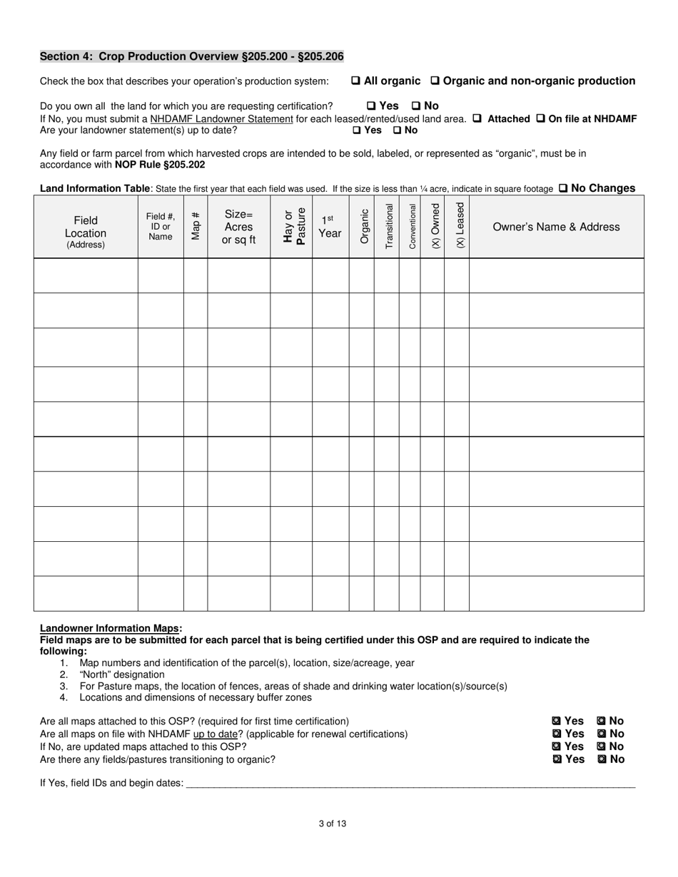 Hay  Pasture Organic System Plan - Renewal - New Hampshire, Page 3