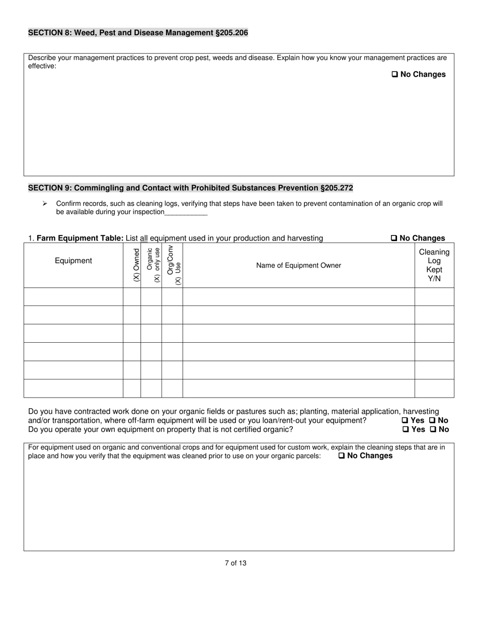 Hay  Pasture Organic System Plan - Renewal - New Hampshire, Page 7