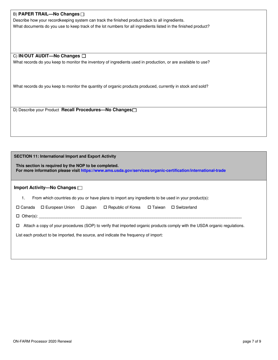On-Farm Processor Organic System Plan - Renewal - New Hampshire, Page 7