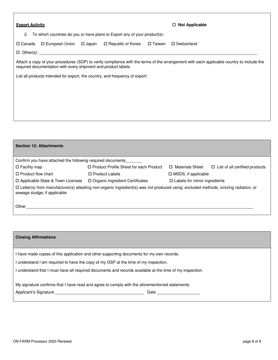 On-Farm Processor Organic System Plan - Renewal - New Hampshire, Page 8