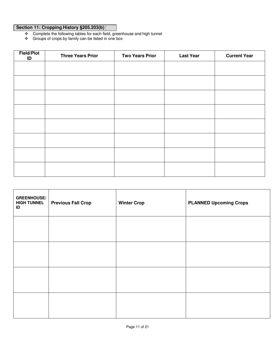 Crops Organic System Plan - Renewal - New Hampshire, Page 11