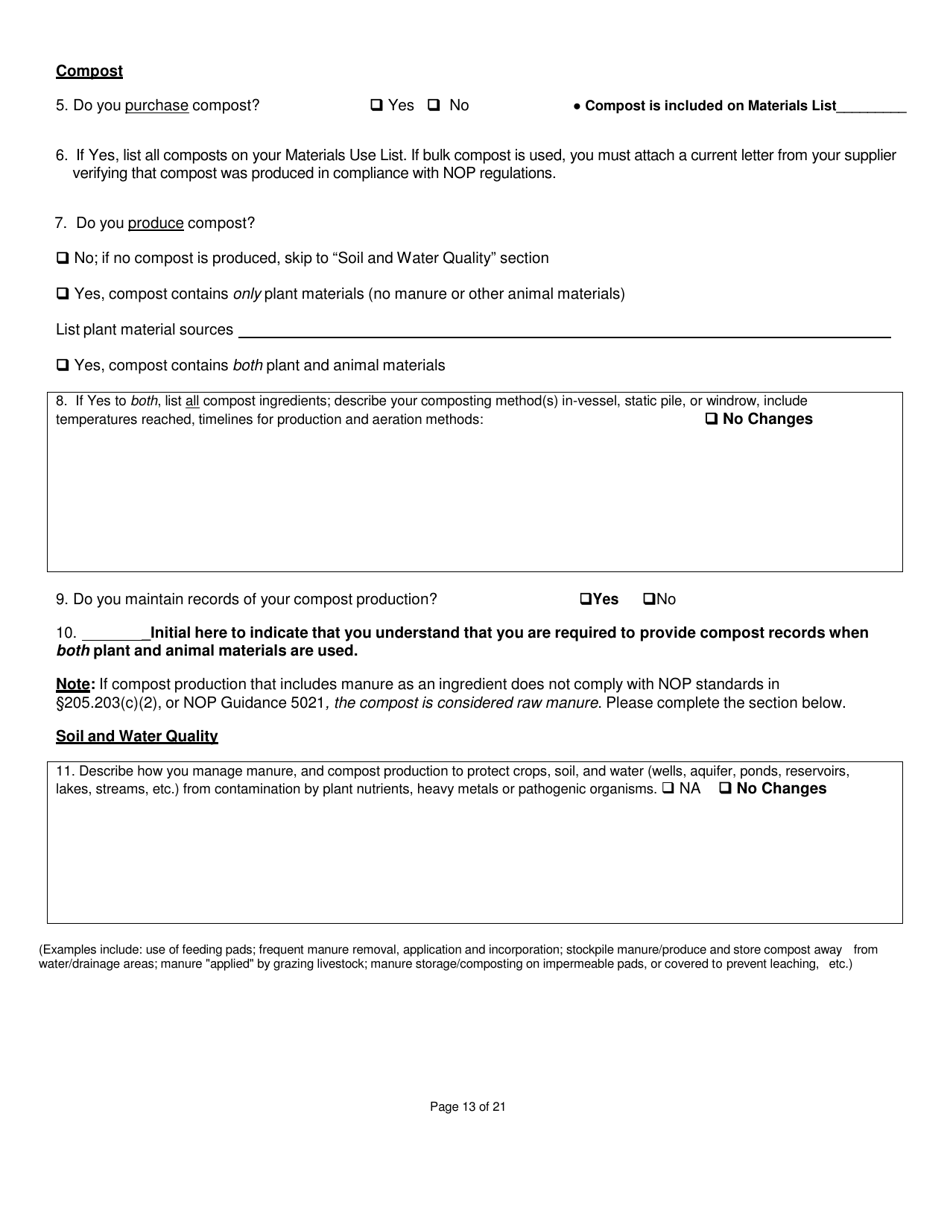 Crops Organic System Plan - Renewal - New Hampshire, Page 13