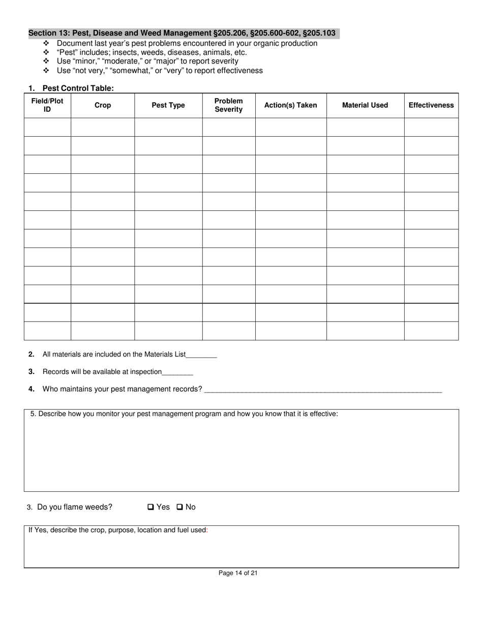 Crops Organic System Plan - Renewal - New Hampshire, Page 14