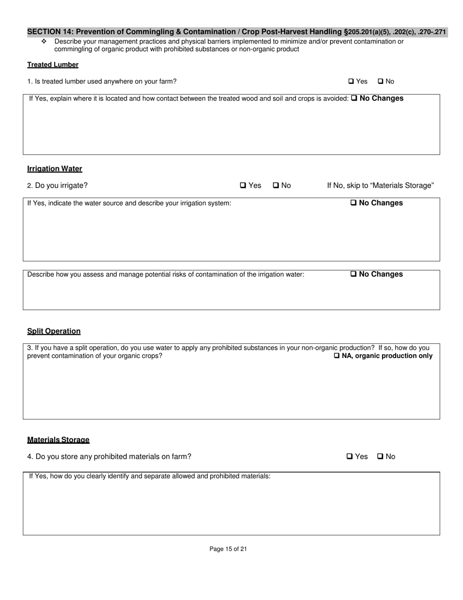 Crops Organic System Plan - Renewal - New Hampshire, Page 15