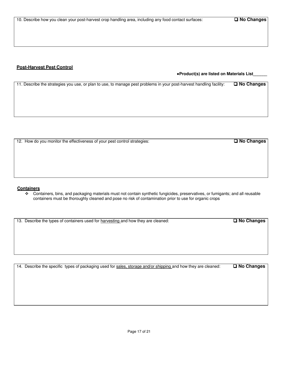 Crops Organic System Plan - Renewal - New Hampshire, Page 17