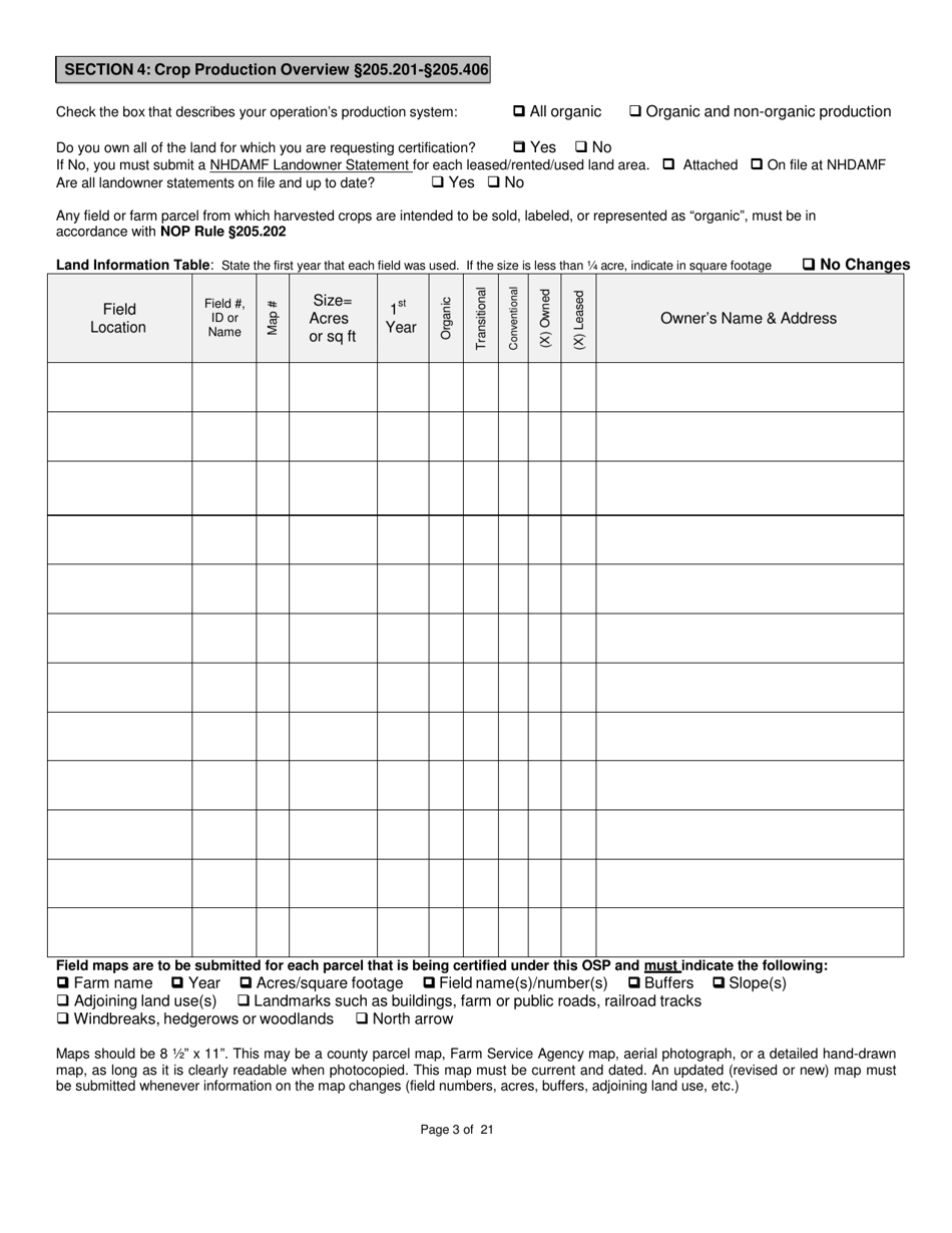 Crops Organic System Plan - Renewal - New Hampshire, Page 3
