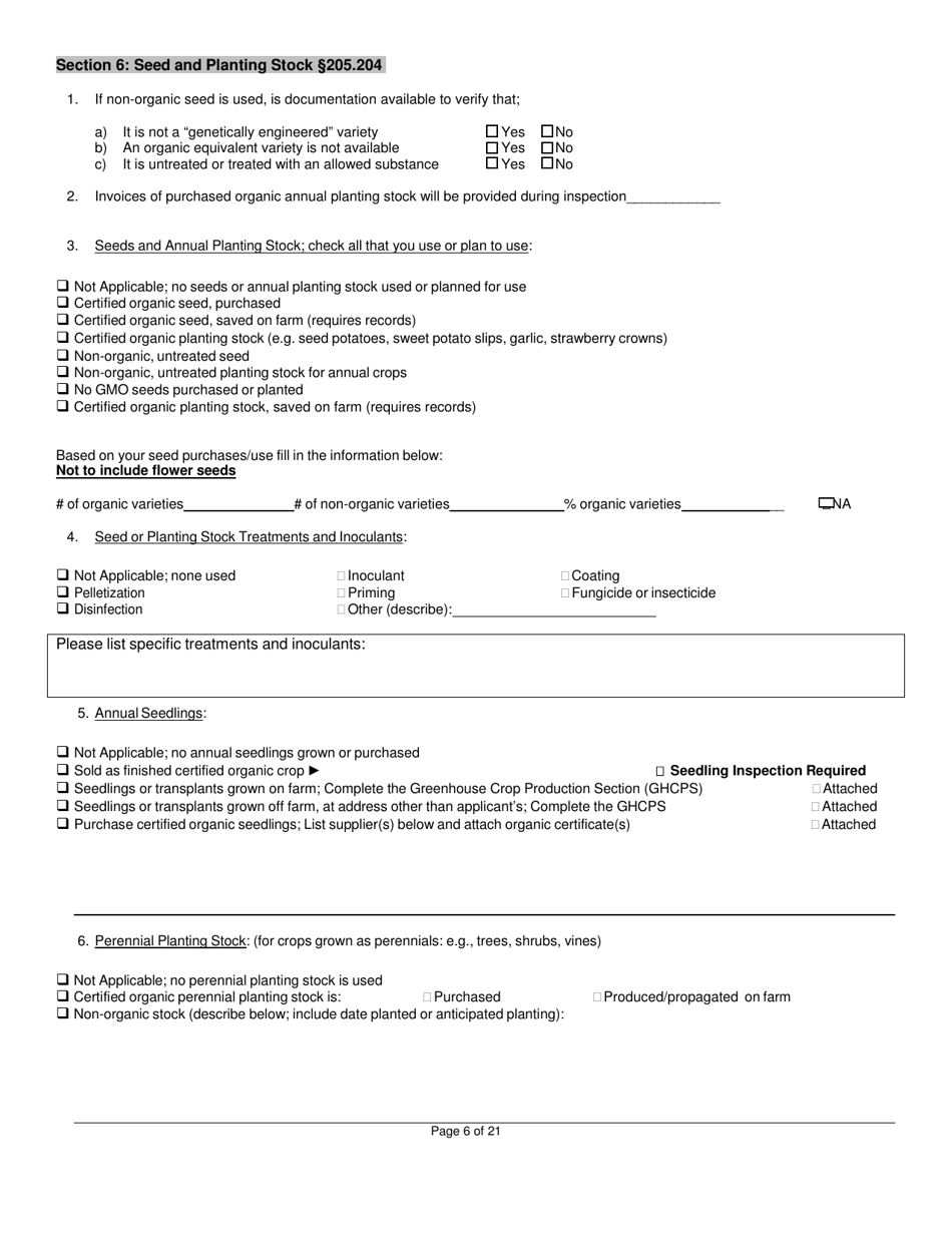 Crops Organic System Plan - Renewal - New Hampshire, Page 6