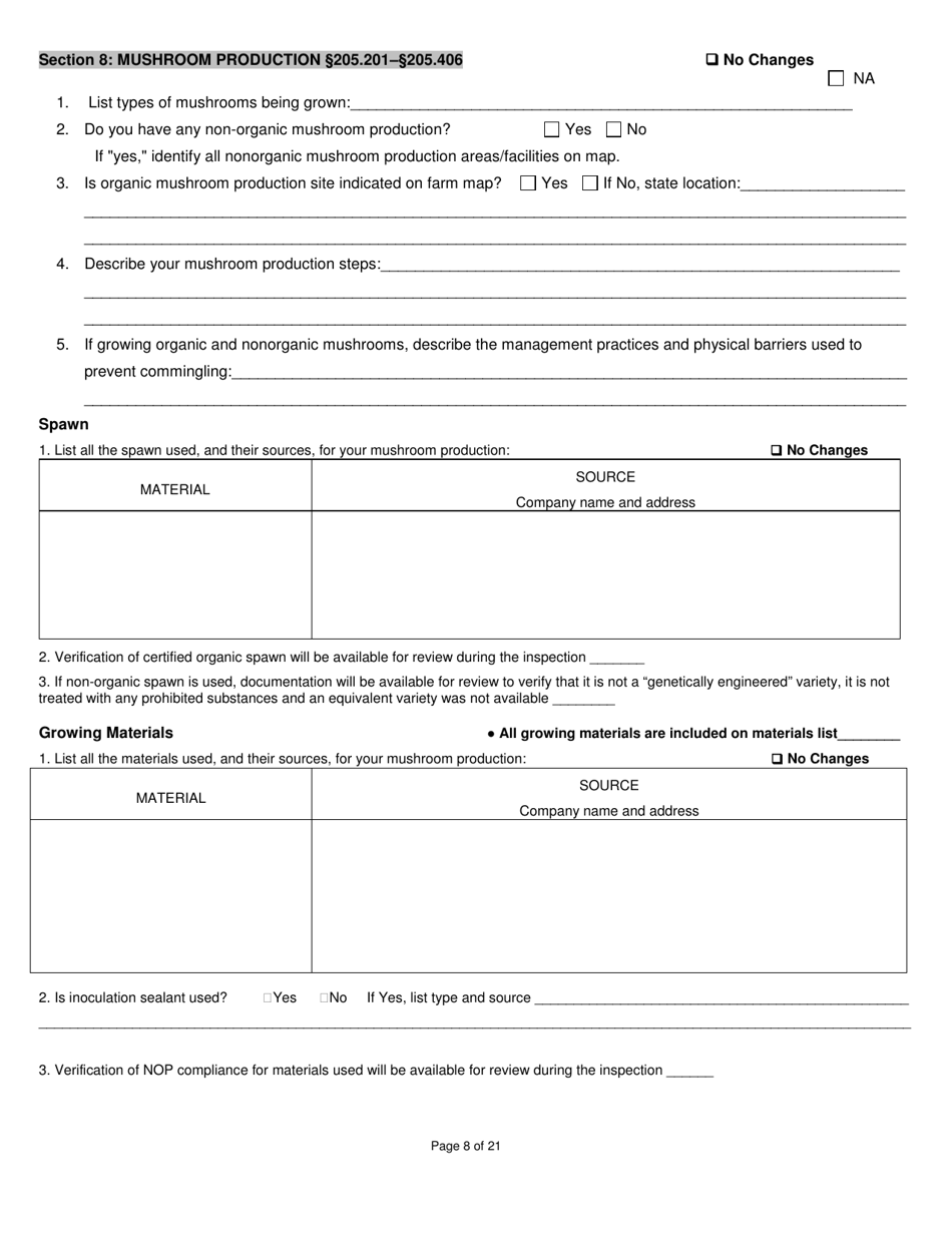 Crops Organic System Plan - Renewal - New Hampshire, Page 8