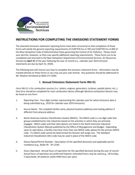 Instructions for Form INV-E1, NHDES-A-01-002 Annual Emissions Statement Form - New Hampshire