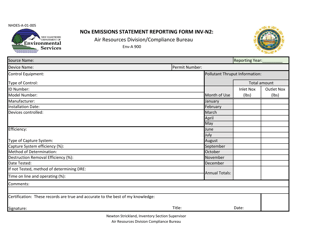 Document preview: Form INV-N2 (NHDES-A-01-005) Annual Nox Emission Statement Form - New Hampshire