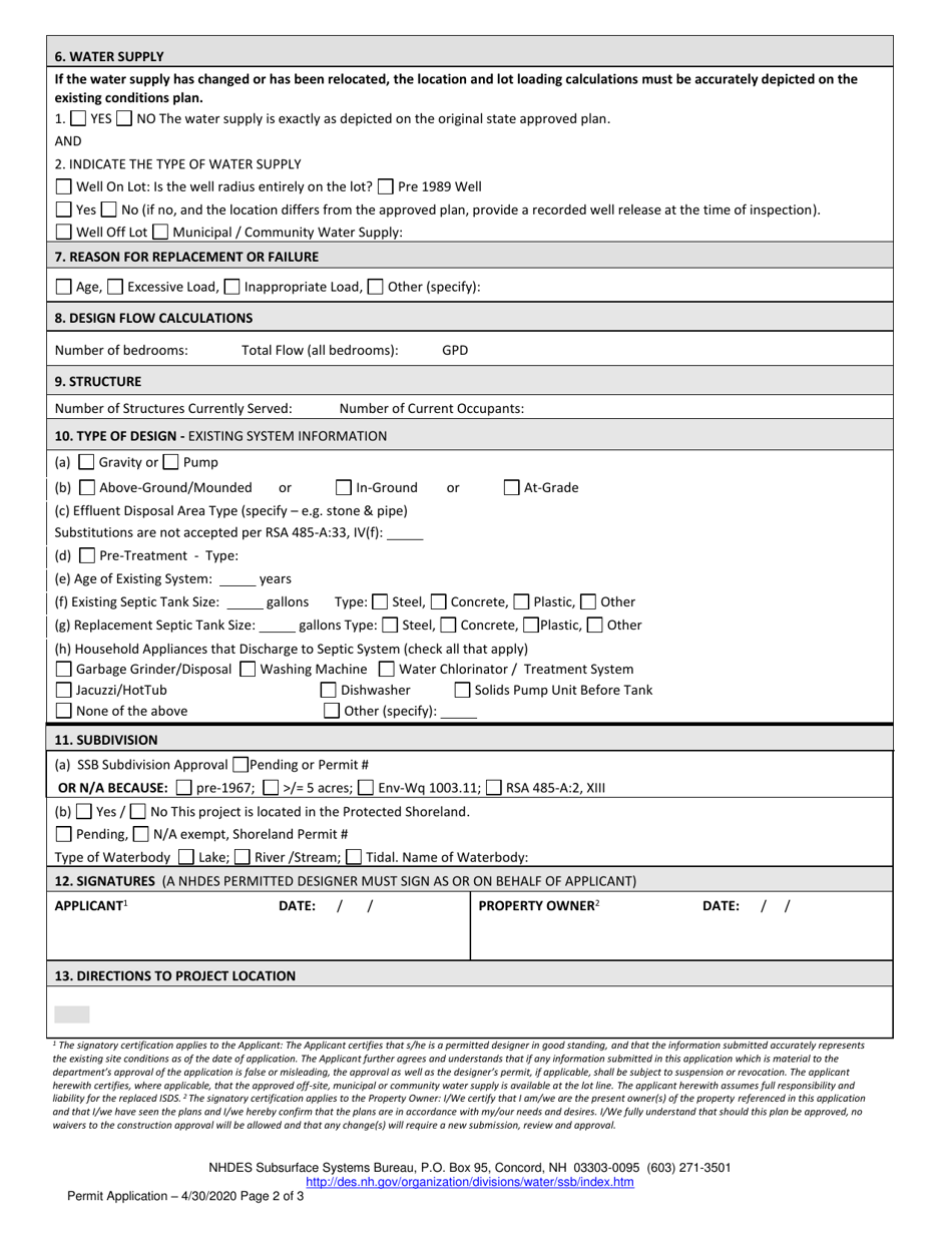 Form NHDES-W-05-001 Download Printable PDF or Fill Online Application ...