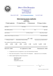 Document preview: Boiler Inspector License Application - New Hampshire