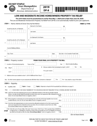 Form DP-8 Low and Moderate Income Homeowners Property Tax Relief - New Hampshire