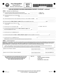 Form DP-8 Low and Moderate Income Homeowners Property Tax Relief - New Hampshire, Page 2