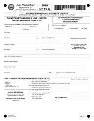 Form DP-59-A Payment Form and Application for 7-month Extension of Time to File Interest and Dividends Tax Return - New Hampshire