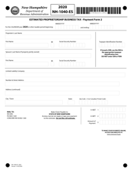 Form NH-1040-ES Estimated Proprietorship Business Tax - New Hampshire, Page 3