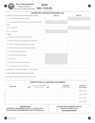 Form NH-1120-ES Corporate Business Profits Tax Estimates - New Hampshire