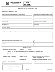 Document preview: Form PA-20-EXT Request for Extension to File Utility Property Tax Information Update - New Hampshire
