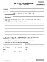 Form NHJB-2672-SE Motion to Extend Time for Service - New Hampshire