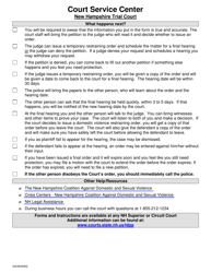 &quot;How to File a Domestic Violence Restraining Order Checklist&quot; - New Hampshire, Page 2