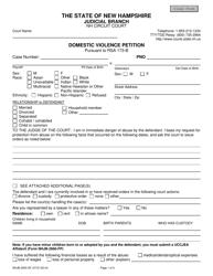 Form NHJB-2050-DF Domestic Violence Petition - New Hampshire