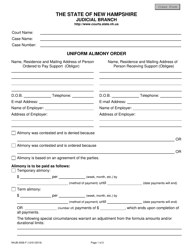 Form NHJB-3058-F Uniform Alimony Order - New Hampshire